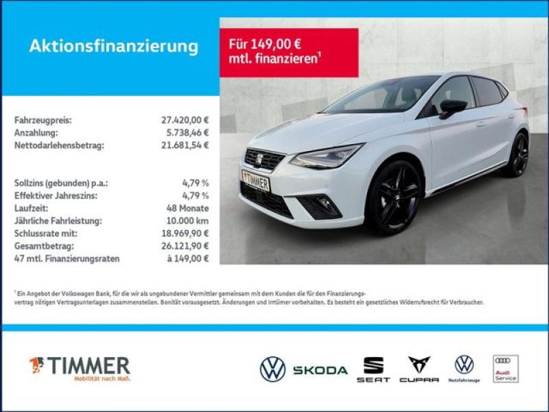 SEAT  Ibiza FR Black Edition 1.0TSI 85kW (116 PS)*DSG*, Glacial Weiß Metallic