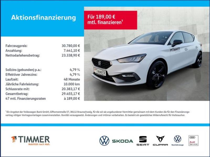 SEAT  Leon FR Black Edition 1.5eTSI 110kW (150 PS) *DS, Glacial Weiß Metallic