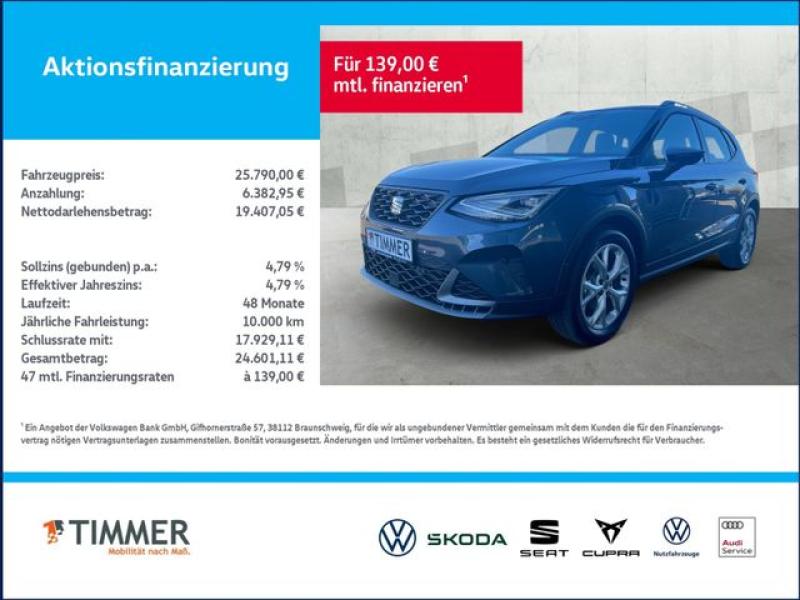 SEAT  Arona FR 1,0 TSI 85kW (116PS) *DSG *NAVI*RFK*AHK, Magnetic Grau Metallic