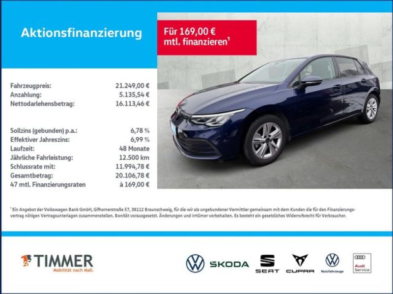 VW  Golf VIII 1.5 TSI LIFE +LED +ACC +VIRTUAL +NAVI, Atlantic Blue Metallic