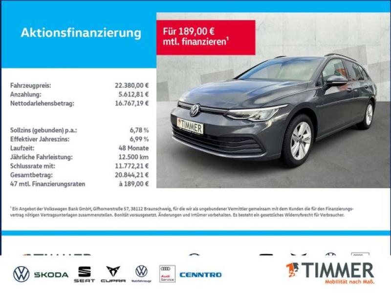 VW  Golf VIII Variant 2.0 TDI DSG LIFE +AHK +LED +AC, Delfingrau Metallic