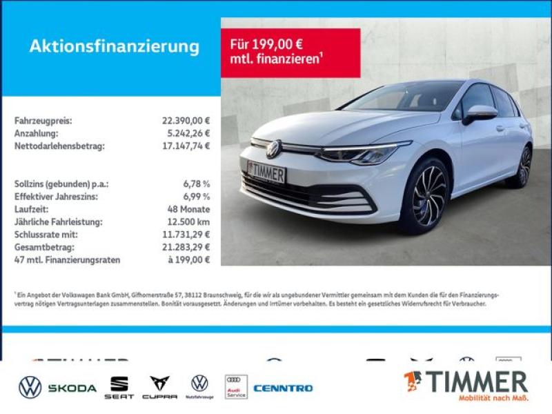 VW  Golf VIII 2.0 TDI DSG LIFE +LED +ACC +VIRTUAL +N, Pure White