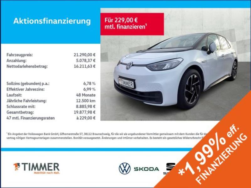 VW  ID.3 PRO PERF. LIFE 62 kWh +LED +WÄPU +ACC +NAVI, Gletscherweiß Metallic