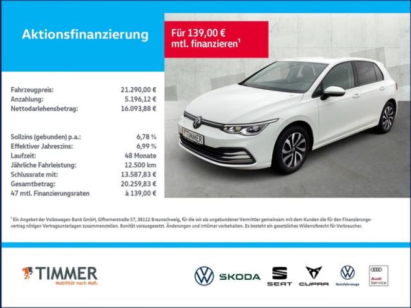 VW  Golf VIII 1.5 TSI ACTIVE +STHZ +IQ.LIGHT +ACC +V, Pure White