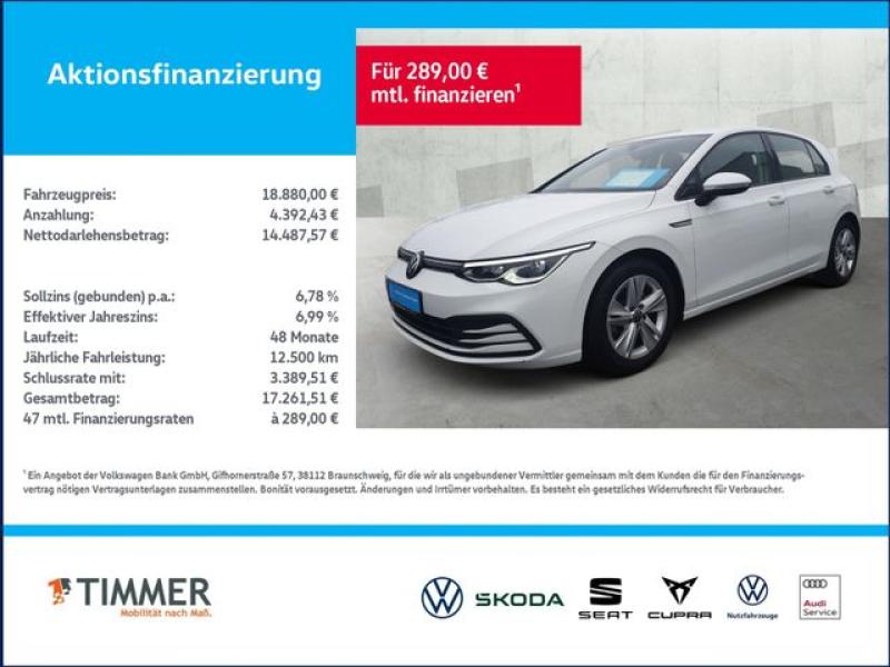 VW  Golf VIII 2.0 TDI LIFE +LED +ACC +APP +NAVI +SHZ, Pure White