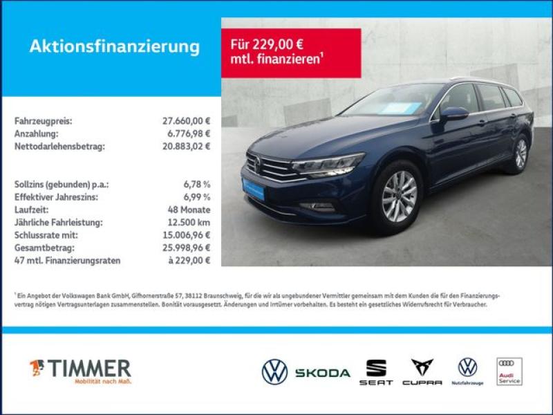 VW  Passat Variant 2.0 TDI DSG BUSINESS +LED +ACC +R, Aquamarinblau Metallic