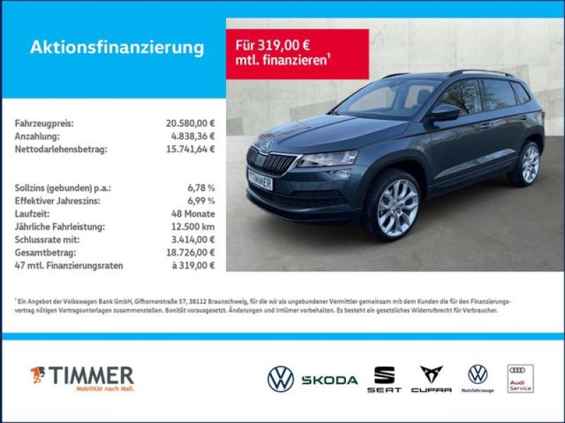 SKODA  Karoq 2.0 TDI STYLE +TEMPO +NAVI +LM +SHZ +CLIMA, Quarz-Grau Metallic
