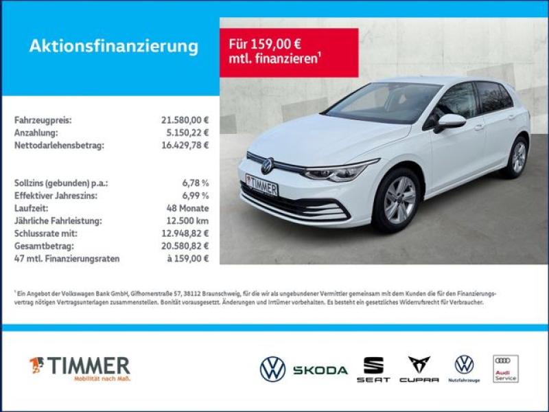 VW  Golf VIII 1.5 TSI LIFE +LED +RKAM +CARPLAY +SHZ, Pure White