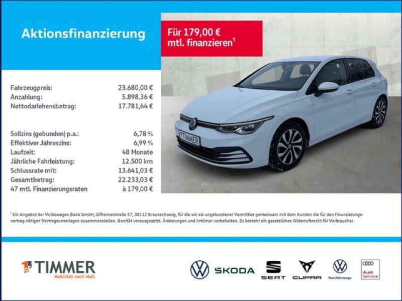 VW  Golf VIII 1.5 TSI ACTIVE +AHK +LED +RKAM +ACC +A, Pure White