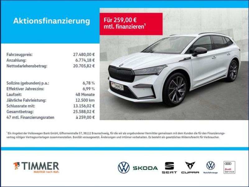 SKODA  Enyaq 60 SportLine +AHK +RKAM +ACC +LM +SHZ +, Moon-Weiss Metallic