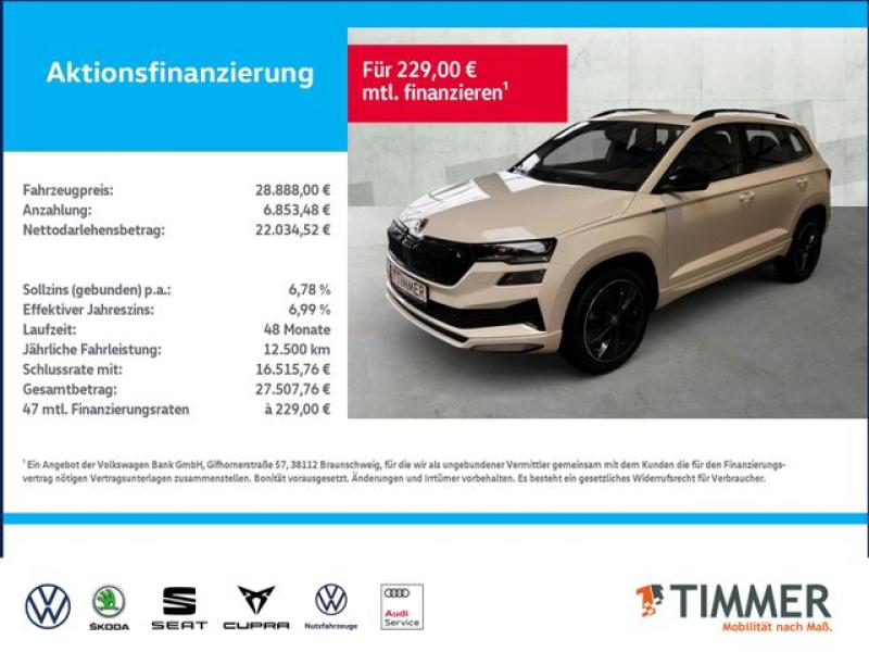 SKODA  Karoq 1.5 TSI DSG SPORTLINE +AHK +MATRIX +ACC +R, Moon Weiss Metallic