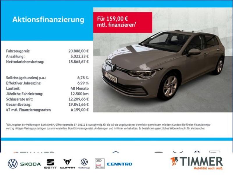 VW  Golf VIII 1.5 TSI LIFE +LED +VIRTUAL +NAVI +SHZ, Mondsteingrau