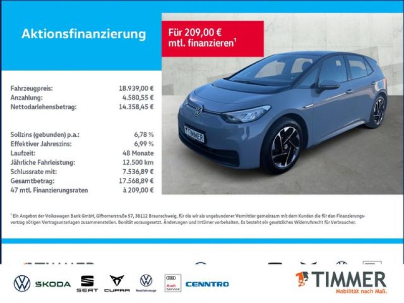 VW  ID.3 PRO PERF. 62 kWh LIFE +LED +ACC +CARPLAY +N, Mondsteingrau