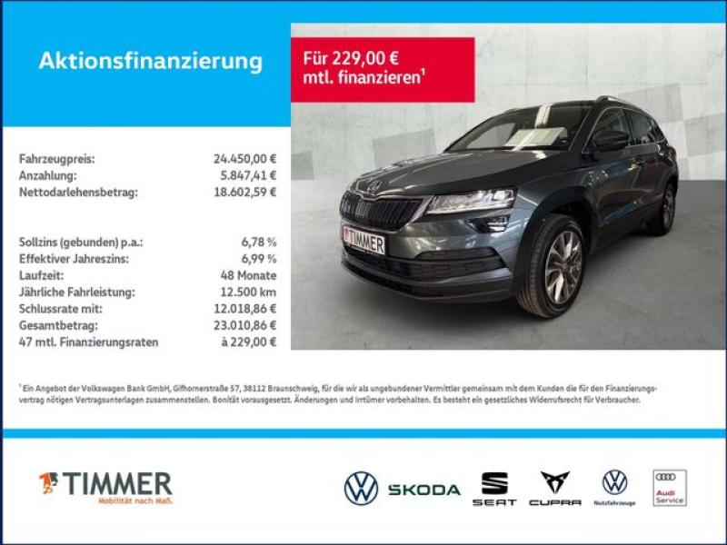 SKODA  Karoq 1.5 TSI DSG CLEVER +CANTON +LED +CARPLAY +, Quarz Grau Metallic