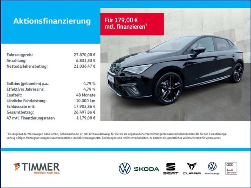 SEAT  Ibiza FR Black Edition 1.5TSI 110kW (150 PS) *DS, Midnight Schwarz Metallic