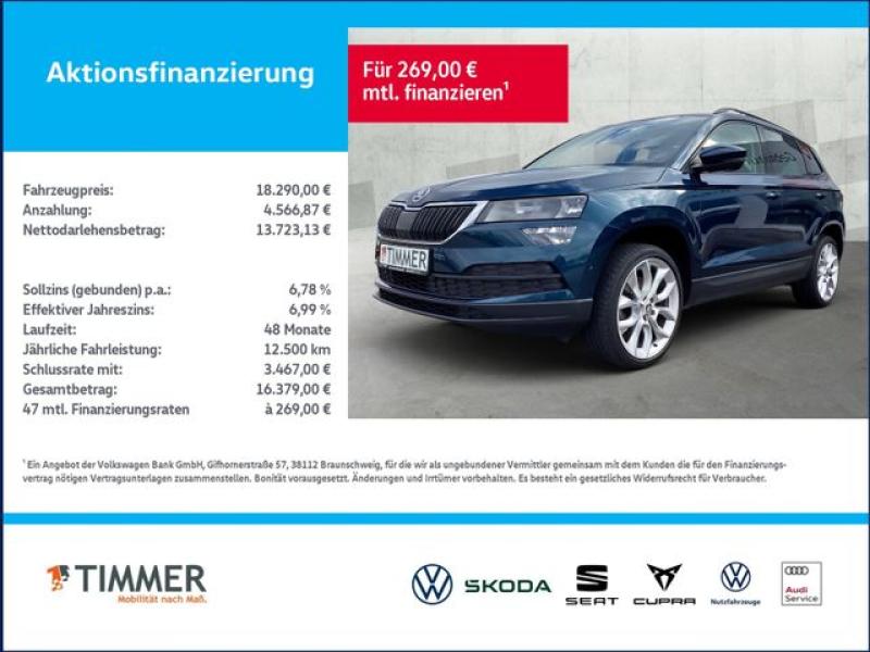 SKODA  Karoq 1.6 TDI STYLE +STHZ +VIRTUAL +NAVI +SHZ +1, Lava Blau Metallic