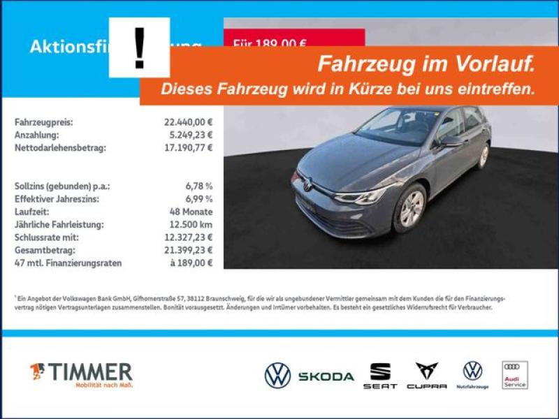 VW  Golf VIII 2.0 TDI DSG LIFE +LED +ACC +RKAM +VIRT, Uranograu
