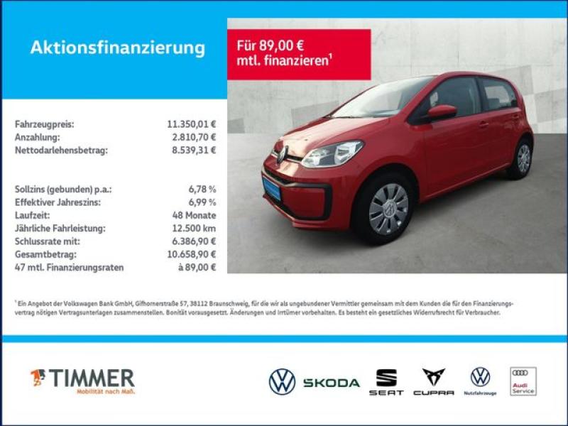 VW  up! 1.0 MOVE 4TÜR +DAB++KLIMA +BLUETOOTH +, Tornadorot