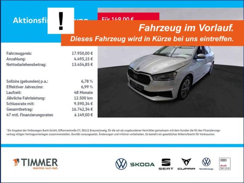 SKODA  Fabia 1.0 TSI DSG TOUR +LED +RKAM +APP-CONN +SHZ, Brillant Silber Metallic