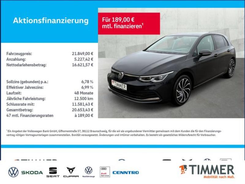 VW  Golf VIII 1.5 eTSI DSG ACTIVE +IQ.LIGHT +ACC +Hu, Deep Black Perleffekt