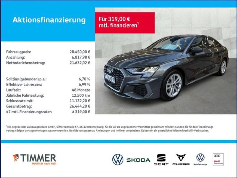 AUDI  A3 Limousine 35 TDI S tronic S LINE +LED +ACC +R, Daytonagrau Perleffekt