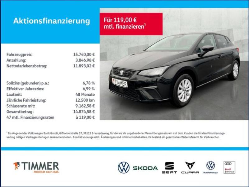 SEAT  Ibiza 1.0 TSI STYLE +LED +SHZ +CARPLAY +VIRTUAL, Midnight Schwarz Metallic