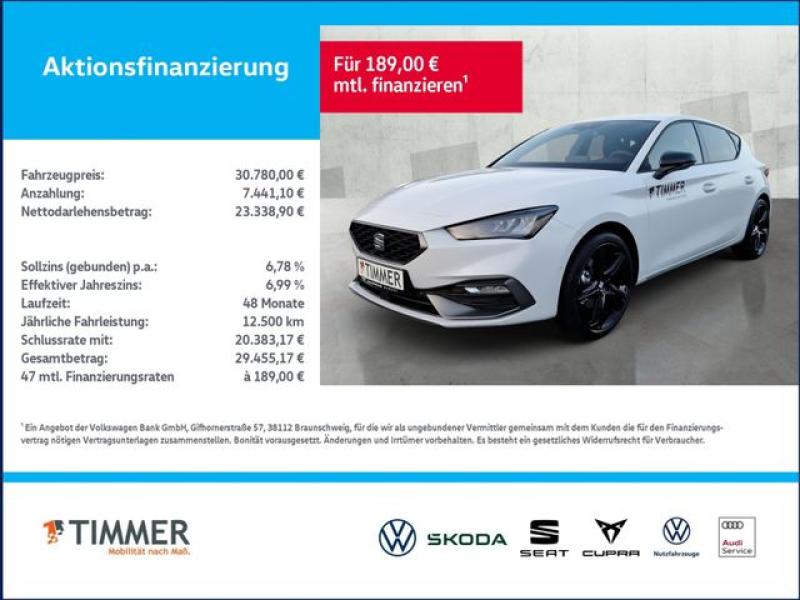 SEAT  Leon FR Black Edition 1.5eTSI 110kW (150 PS) *DS, Glacial Weiß Metallic