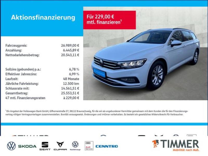 VW  Passat Variant 2.0 TDI DSG BUSINESS +LED +ACC +R, Gletscherweiß Metallic