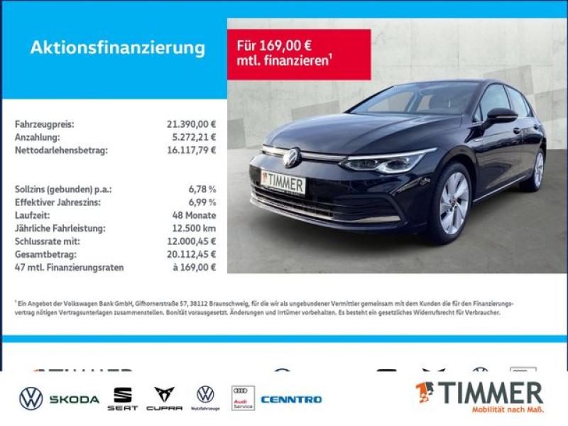 VW  Golf VIII 1.5 TSI STYLE +LED +ACC +VIRTUAL +NAVI, Deep Black Perleffekt