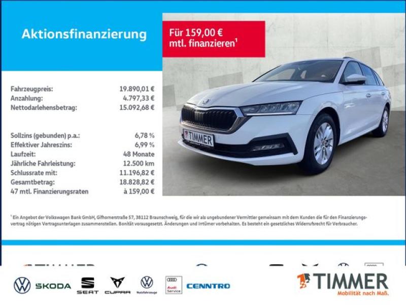 SKODA  Octavia Combi 2.0 TDI DSG +AHK +LED +ACC +NAVI +, Candy Weiss