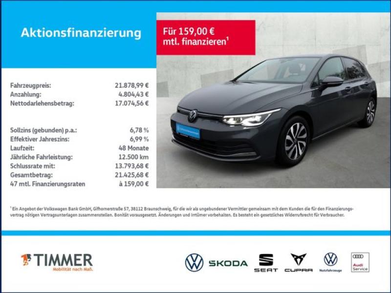 VW  Golf VIII 1.5 TSI ACTIVE +LED +ACC +RKAM +VIRTUA, Delfingrau Metallic