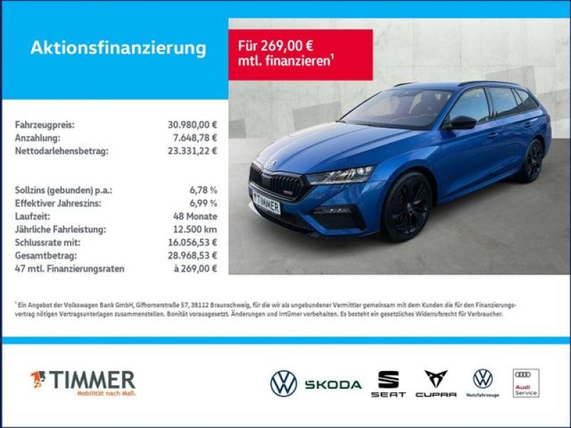 SKODA  Octavia Combi 2.0 TDI DSG RS +AHK +MATRIX +RKAM, Race-Blau Metallic