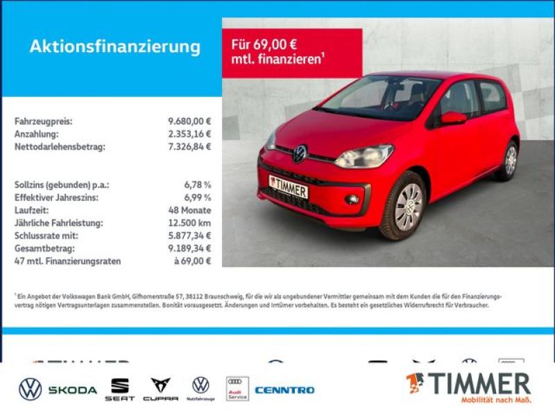 VW  up! 1.0 MOVE! +4-TÜR +ALLWETTER +SHZ +DAB+ +KLIM, Tornadorot
