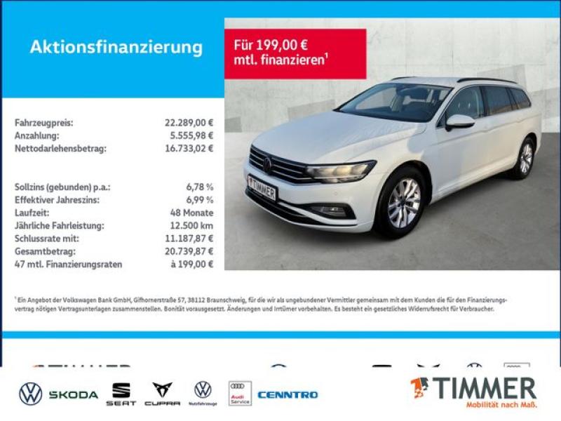 VW  Passat Variant 2.0 TDI DSG BUSINESS +LED +RKAM +, Gletscherweiß Metallic