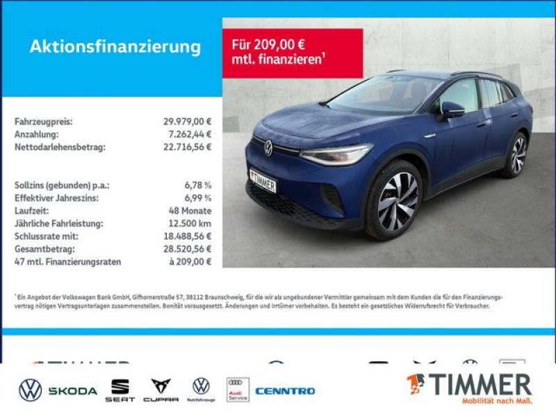 VW  ID.4 PRO PERF. 82kWh +WÄPU +AHK +CARPLAY +20" +R, Blue Dusk Metallic