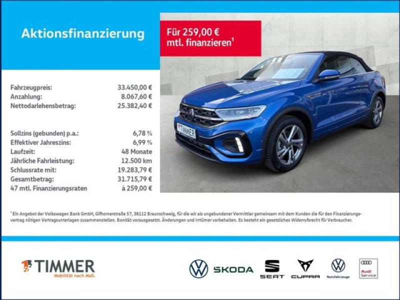 VW  T-Roc Cabriolet 1.5 TSI DSG R-LINE +AHK +LED +AC, Ravennablau Metallic