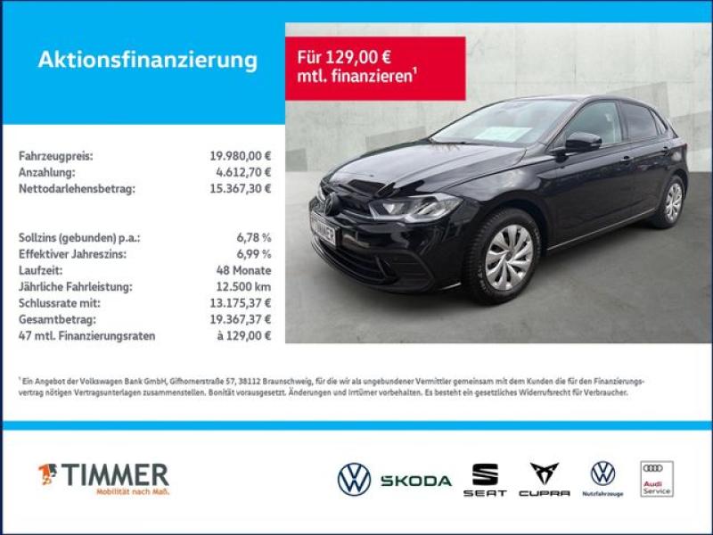 VW  Polo 1.0 TSI LIFE +LED +ACC +VIRTUAL +NAVI +SHZ, Deep Black Perleffekt