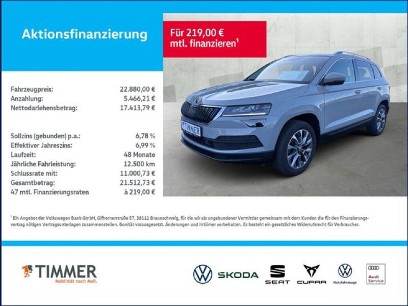 SKODA  Karoq 1.5 TSI CLEVER +AHK +LED +APP-CONN +SHZ +1, Stahl Grau