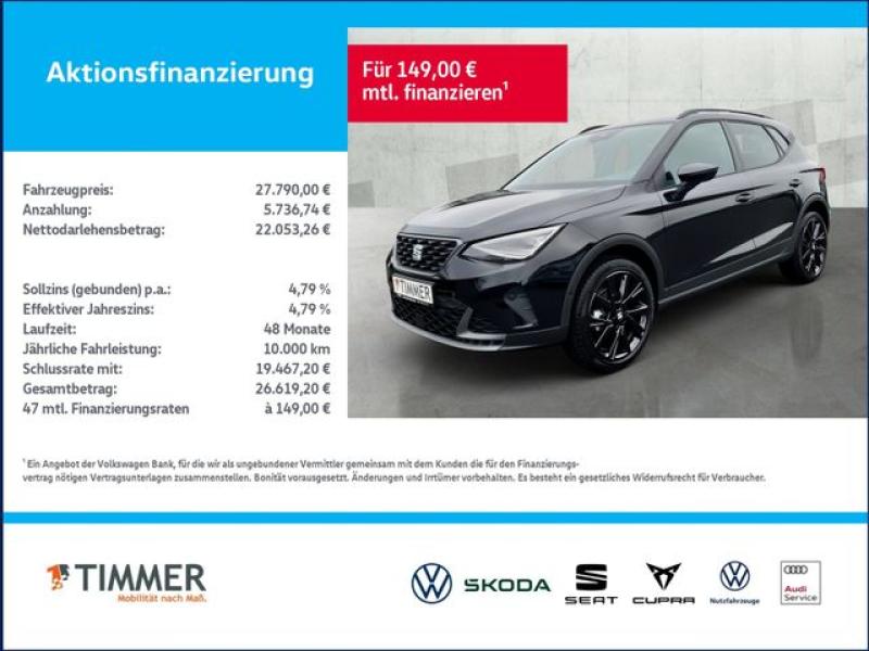 SEAT  Arona FR Black Edition 1.0TSI 85kW (116PS)*DSG*S, Midnight Schwarz Metallic