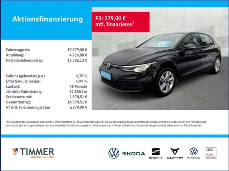 VW  Golf VIII 1.5 TSI LIFE +LED +VIRTUAL +NAVI +SHZ, Deep Black Perleffekt