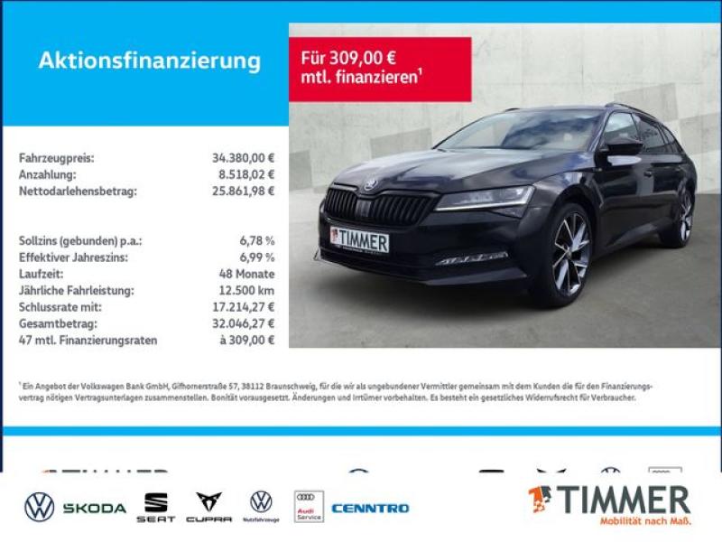 SKODA  Superb Combi 2.0 TDI DSG 4x4 SPORTLINE +AHK +STH, Schwarz Magic Perleffekt