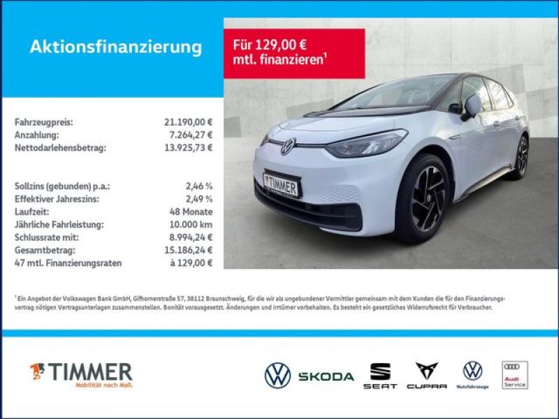 VW  ID.3 PRO PERF. LIFE 62 kWh +LED +WÄPU +ACC +NAVI, Gletscherweiß Metallic