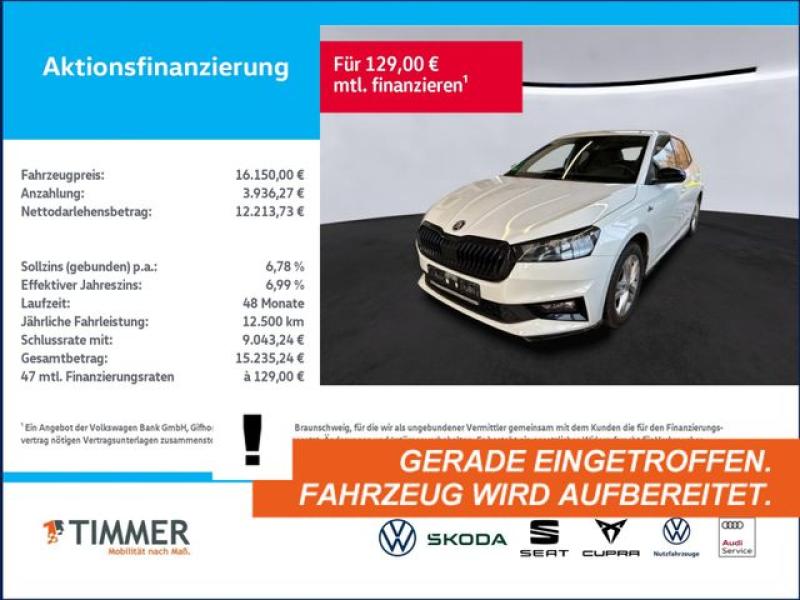 SKODA  Fabia 1.0 MONTE CARLO +LED +LM +TEMPO +SMART +SH, Moon-Weiß Perleffekt
