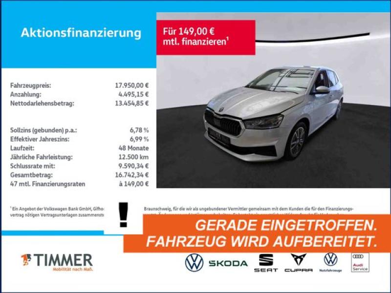 SKODA  Fabia 1.0 TSI DSG TOUR +LED +RKAM +APP-CONN +SHZ, Brillant Silber Metallic