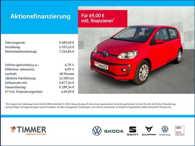 VW  up! 1.0 MOVE! +4-TÜR +ALLWETTER +SHZ +DAB+ +KLIM, Tornadorot