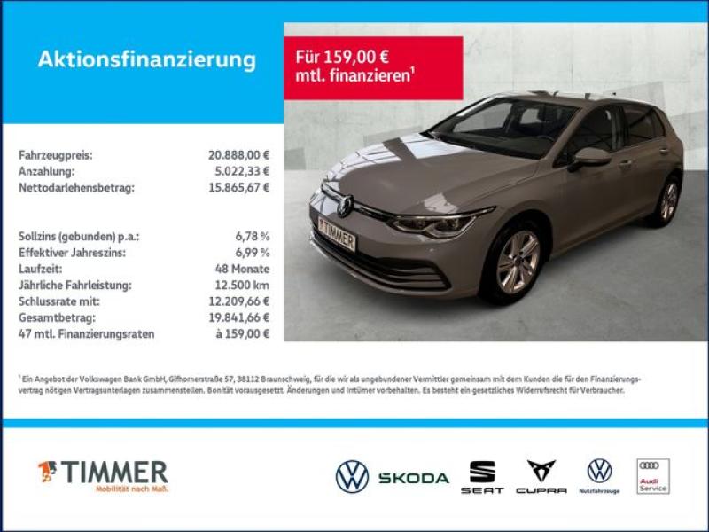 VW  Golf VIII 1.5 TSI LIFE +LED +VIRTUAL +NAVI +SHZ, Mondsteingrau