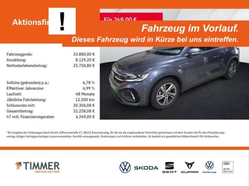 VW  T-Roc Cabriolet 1.5 TSI DSG R-LINE +AHK +LED +AC, Rauchgrau Metallic
