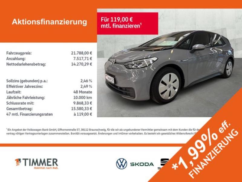 VW  ID.3 PRO PERF. 62 kWh +LED +RKAM +CARPLAY +NAVI, Mondsteingrau Schwarz