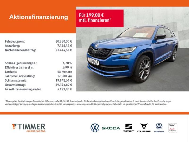 SKODA  Kodiaq 2.0 TDI DSG 4x4 SPORTLINE *AHK *LED *ACC, Race Blau Metallic