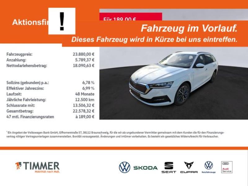 SKODA  Octavia Combi 1.5 eTSI DSG CLEVER +AHK +LED +RKA, Candy Weiß